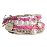 pulseira de perolas mulicamadas (7 pçs)